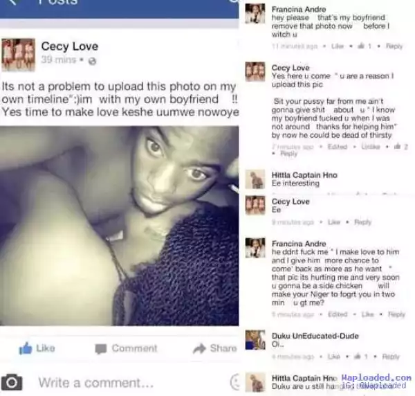 A lady uploads a pic on FB of herself & her man about to have sex.. and the guy